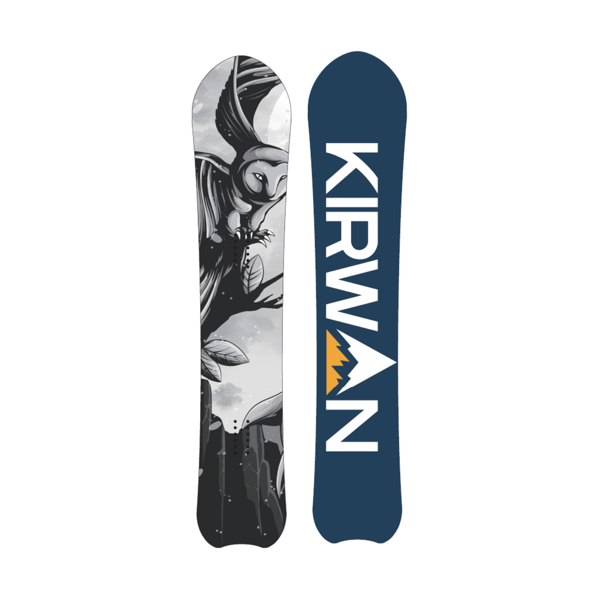 Apex Collection Powder snowboard — owl top sheet artwork
