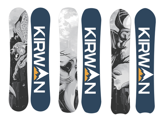 KIRWAN Apex Collection — all three boards (owl, shark, leopard) front and back